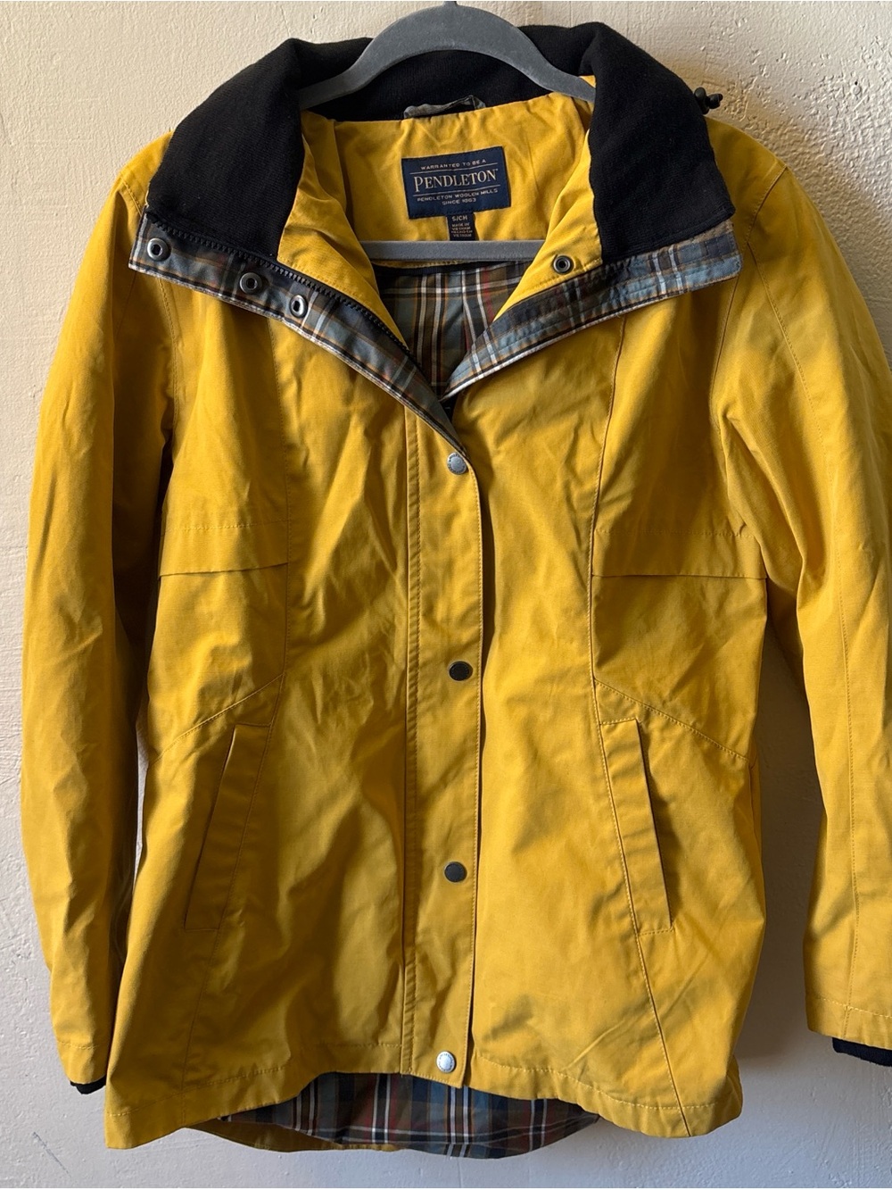 Pendleton Yellow and Black Plaid-Lined Jacket